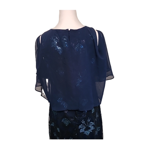 Scarlett Navy Blue Sequined Cold Shoulder Cocktail/Evening Dress, Sz 12, NWT - Picture 6 of 8